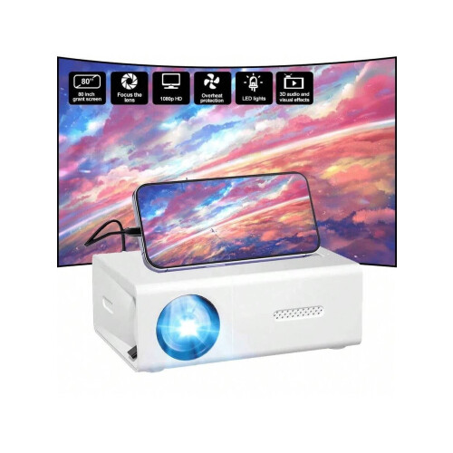 Φορητός προβολέας Full HD 1080P για οικιακό κινηματογράφο και κάμπινγκ σε εξωτερικούς 1