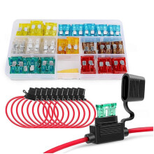 10pcs 14AWG ATC/ATO Fuse Holder with 120Pcs Medium Car Fuses (5A 7.5A 10A 15A 20A 25A 30A),Fuse Holders for Auto