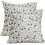 Fodere per cuscini floreali blu e grigie, 18x18 cm, set da 2 1