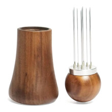 Agujas para Revolver Café Espresso de 0,4 mm Herramientas para Distribuir Espresso Mango y Soporte de Madera Natural B