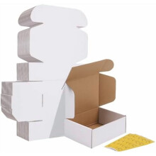 8x6x3 inches Shipping Boxes Set of 25, White Corrugated Cardboard Box Literature Mailer, 25 Stickers Included