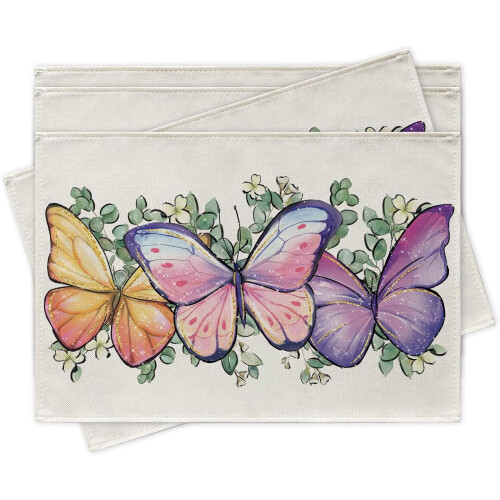 Sets de table papillon violet, lot de 4, 30 x 45 cm