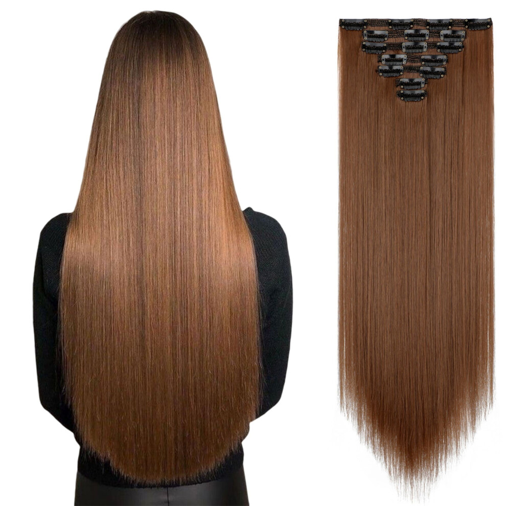 Synthetic Clip-in Hair Extensions Long Wavy Straight 7 pcs