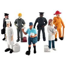 Lot de 7 figurines miniatures de pompiers pour décoration.