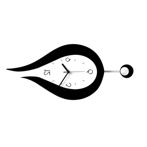 Water Shape Wall Clock Swinging Digital Pendulum Clocks Black