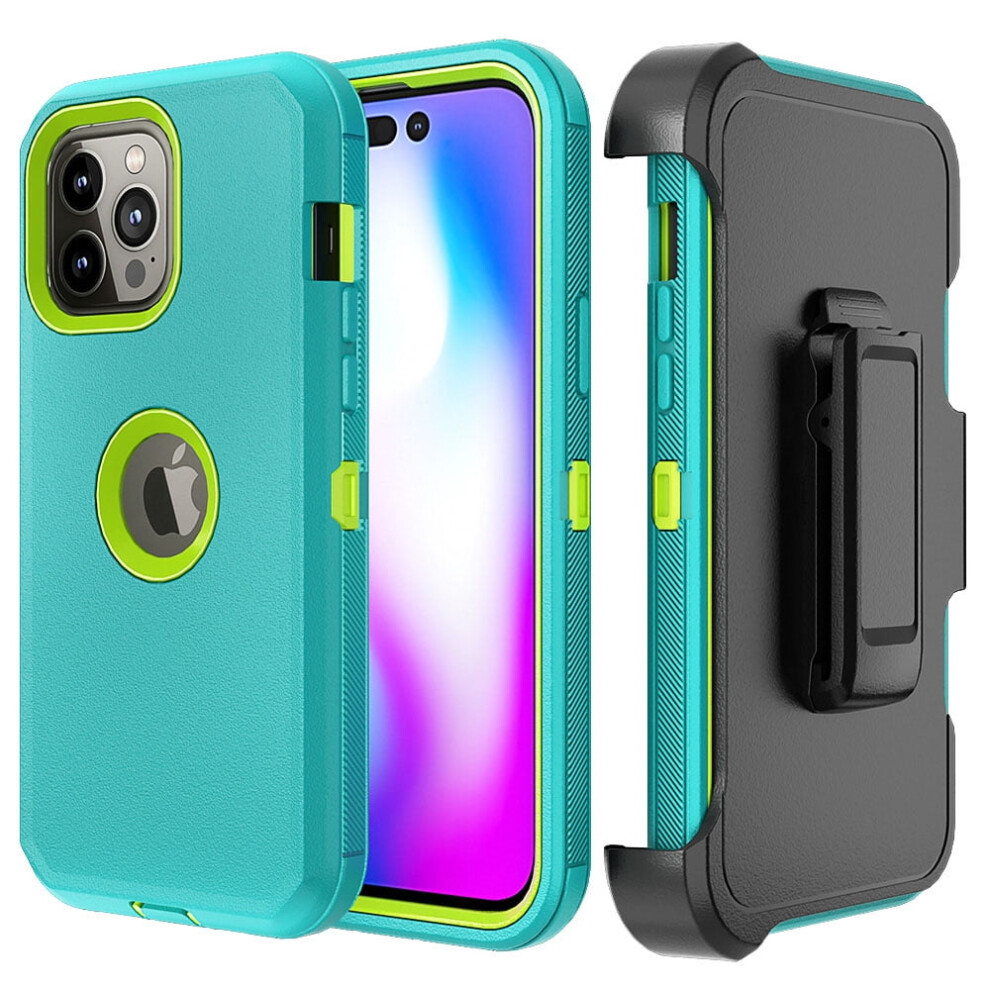 Xhy Iphone 14 Pro Case W/ Belt Clip, Military-Grade Rugged Armor, Shockproof & Detachable – + Green/Yellow 9499224182295