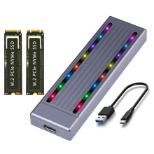 Obudowa Dysku Twardego M.2 NVMe SSD Cool RGB Light Obudowa Dysku Twardego Aluminiowa Obudowa CNC High Speed Gen.2 z Kablem, A