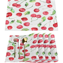Zestaw 6 prostokątnych podkładek Cherry Summer, zmywalnych