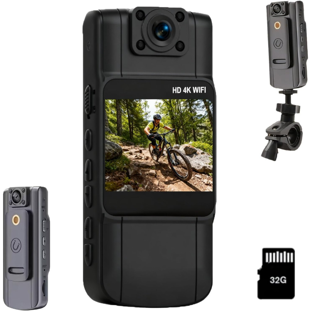 Wearable Body Cam With Bike Mount 1080P 180 Swivel Lens 9132278252346