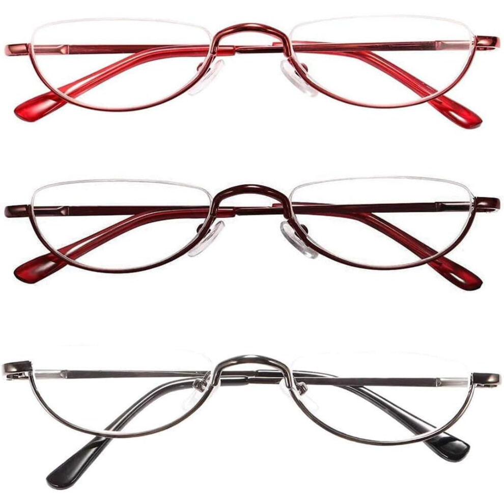 Half Reading Glasses Metal Frame Spring Hinge 2.50 Diopter