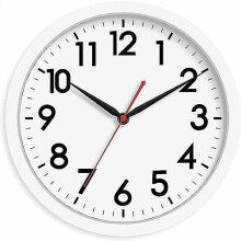 12" Silent Wall Clock, Battery Operated, Analog Modern Clock for Bedroom/Kitchen/Home Office (White)