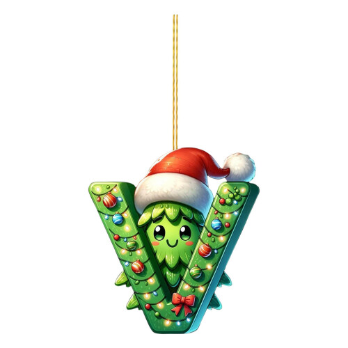 Enfeite de árvore de Natal em acrílico 2D com 26 letras