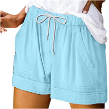 Pantaloni scurți de plajă casual lejeri de vară pentru femei, pantaloni scurți comozi cu talie înaltă, pantaloni scurți de sport cu buzunare,