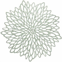 Sage Green Placemats Set of 8, 15" Round Vinyl Leaf Washable Mats for Wedding, Birthday, Baby Shower, Easter, Christmas & Party Decor