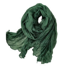 Lenço feminino longo plissado de cor sólida, estilo retrô, para outono e inverno, macio e com inspiração vintage, verde.
