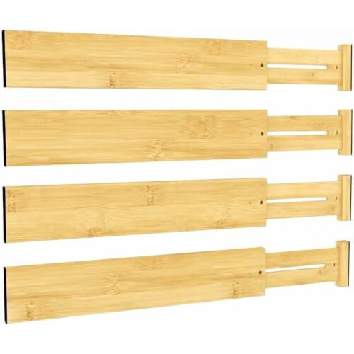 Bamboo Expandable Drawer Dividers 4-Pack