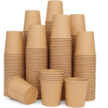 300 Stück 177-ml-Kraftpapierbecher – Einwegbecher für heiße und kalte Getränke wie Kaffee, Wasser, Tee, Saft, Espresso und Cortado