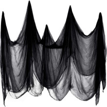 Décoration d'Halloween en gaze noire, 80 x 200 cm, à suspendre au mur ou à l'extérieur – Compatible avec les accessoires de fête d'Halloween
