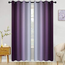 Cortinas Ombre para Escurecimento de Ambientes, 52x96", Gradiente em Roxo e Branco Acinzentado, Bloqueiam a Luz, Isolamento Térmico, 2 Painéis,