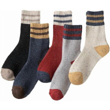 5 pares de calcetines de lana estilo preppy para mujer, calcetines gruesos de invierno tejidos a rayas, calcetines vintage estilo pantufla japonesa