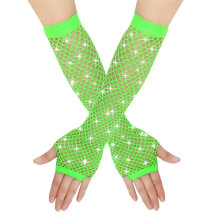 Gants de Noël tendance pour femmes et filles, longs, sans doigts, en résille et dentelle, trÚs élastiques, verts