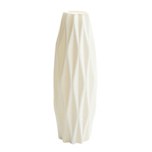 Vaso de plástico resistente com aparência de cerâmica para flores, decoração de casa e casamento – Branco