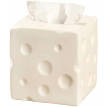 Keramische tissueboxhouder – Grote vierkante houder in kaasvorm met bodem, decoratief voor slaapkamer, badkamer, kantoor, kaptafel, keuken, bureau,