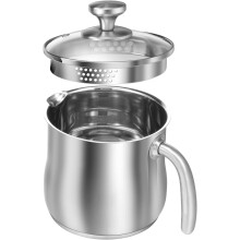 Pentola per il latte in acciaio inox da 2 litri con coperchio in vetro - Pentola con beccuccio per far bollire il latte, preparare salse, pasta,