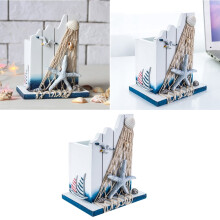 Nautische pennenhouder, houten bekerhouder, pennenbakje, organizer, make-upborstelhouder, nautisch, strand, kust, kantoor, huis