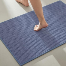 Covoare de baie, antiderapante, lavabile, super absorbante, subțiri, cu uscare rapidă, cu fir scurt, albastru denim, 61 x 119 cm