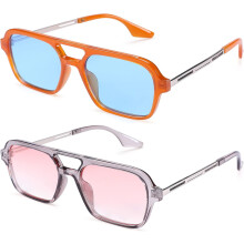 Lunettes de soleil aviateur plates vintage années 70, monture petite, design carré en métal, protection UV400, pour femmes et hommes