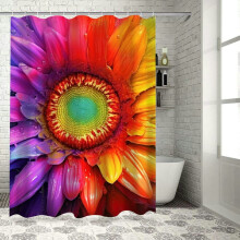 Bloemen Regenboog Kleurrijk Mooi Douchegordijn Badkamerdecoratie 100% Polyestervezel Wasbaar Gordijn met Haken 60x72