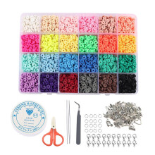 Mărgele de lut, 4800 buc. 20 culori, mărgele disc de 6 mm, rotunde și plate, mărgele din lut polimeric lucrate manual, pentru cercei, choker,