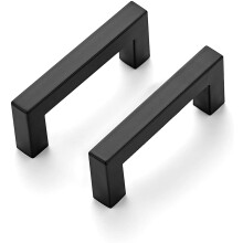Lot de 20 poignées carrées de 7,6 cm (3 pouces) pour armoires de cuisine, noir mat, poignées de tiroir noires, quincaillerie pour armoires de