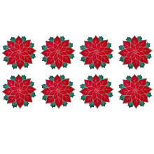 8 Pack Christmas Poinsettia Placemats Red & Green