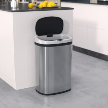 13-Gallonen-Edelstahl-Abfalleimer mit berührungsloser Bedienung, automatischem Deckel, Bewegungssensor und Wasserdichtigkeit – geeignet für