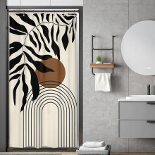 Douchegordijn met kleine abstracte Matisse-bladeren, 36x72 inch, boho, minimalistische geometrische stijl, mid-century, camperbadkamerdecoratie,