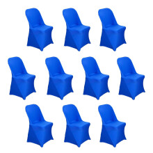 10 stuks koningsblauwe, elastische, opvouwbare stoelhoezen van spandex, effen kleur, voor feestjes, bruiloften en banketten.