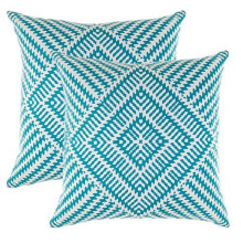 (Paquete de 2) Fundas de cojín decorativas cuadradas de algodón con diseño de caleidoscopio (50 x 50 cm, color turquesa)