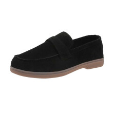 Mocassim feminino sem fecho com espuma viscoelástica, disponível em larguras maiores, tamanho 35, preto.