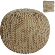Fodera per pouf/ottomana in cotone lavorato a maglia HOMBYS, solo fodera per sgabello rotondo (senza imbottitura), color kaki – Compatibile con