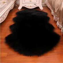 Washable Non Slip Long Hair Carpet Imitation Wool Floor Protection Soft Rugs Faux Fur Sheepskin Rug Bedroom Mats BLACK 40X60CM