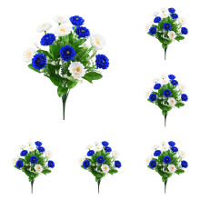 6 Silk Memorial Bouquets for Graves – Durable Wildflower Arrangements with Roses & Lilies, Compatible with Headstones & Tombstones
