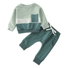 Bjutir peuteroutfit set voor jongens, 2-delig: top met lange mouwen + broek, grijs, 6-12 maanden, casual sportkleding voor herfst/winter