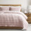 White Quilt Set with Gold Cross-Stitching Queen 1
