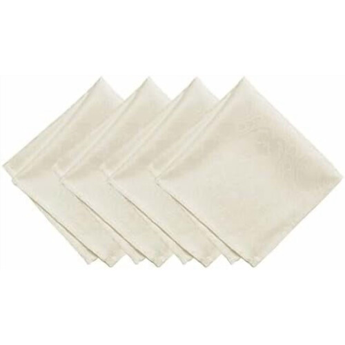 Χαρτοπετσέτες Caiden Elegance Damask από ύφασμα (σετ 4 τεμαχίων), 17" x 17", ιβουάρ