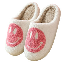 Hjemmesko Dame Plys Happy Face, 9-10,5, Pink