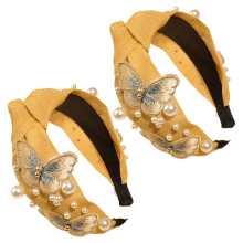 Bandeau noué en perles et papillon - Accessoire cheveux - Bandeau pour filles - Maintien optimal - Tendance et mignon - Chignon haut