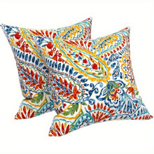 Decoratieve sierkussens voor binnen en buiten, inclusief binnenkussen, 45 x 45 cm, set van 2 (Paisley Multi)