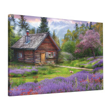 Canvas kunstwerk van 40 x 60 cm met lavendelthema – Rustieke villa, tuin, slaapkamerwanddecoratie, moderne poster zonder lijst, geschikt als cadeau